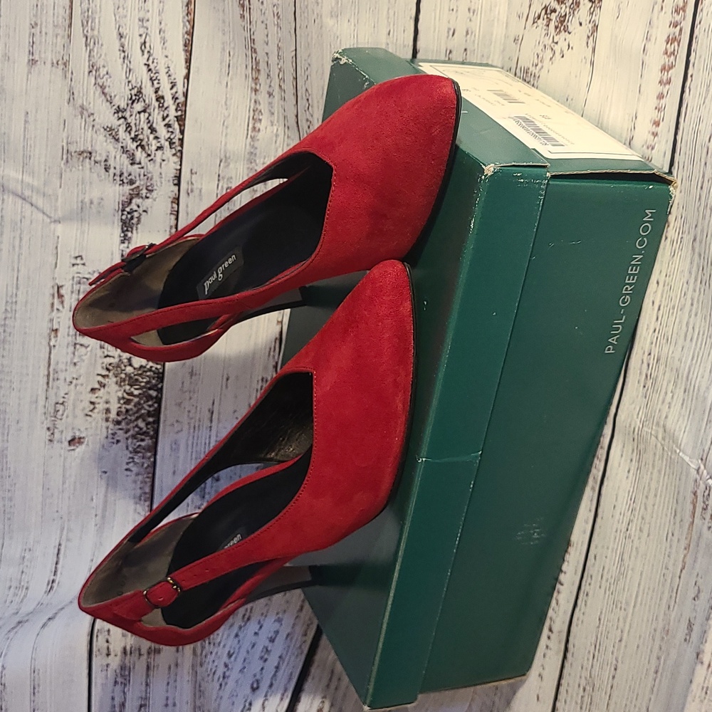 Paul Green women's Sasha pump heels red suede 7